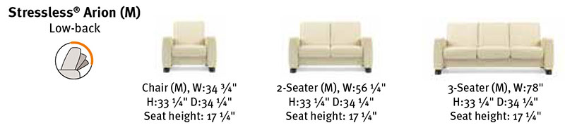 Stressless Arion Low Back Sofa Ekornes Dimensions