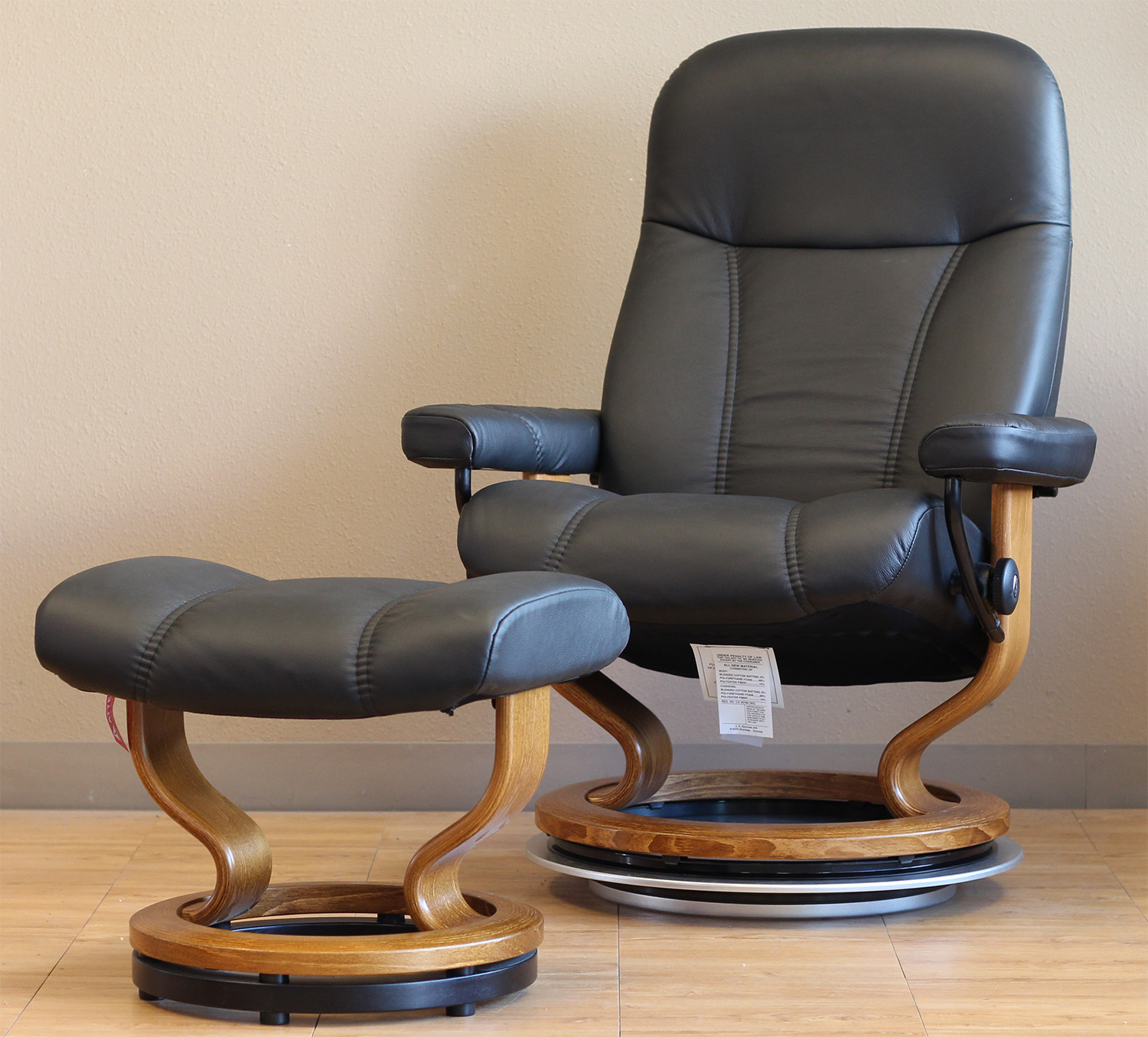 Stressless Batick Black Leather Recliner Chair